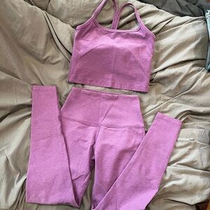 Spacedye Purple Athletic Crop Top and Leggings Set